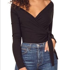 REFORMATION Cheri wrap top. Black. XS